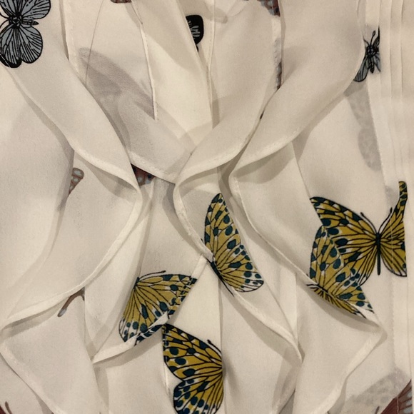 Ann Taylor Y2K White Ruffle Butterfly Blouse; Size XS - Picture 3 of 7